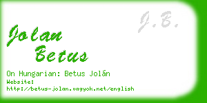 jolan betus business card